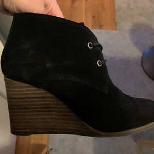 Lucky Brand black suede wedge booties Size 7.5